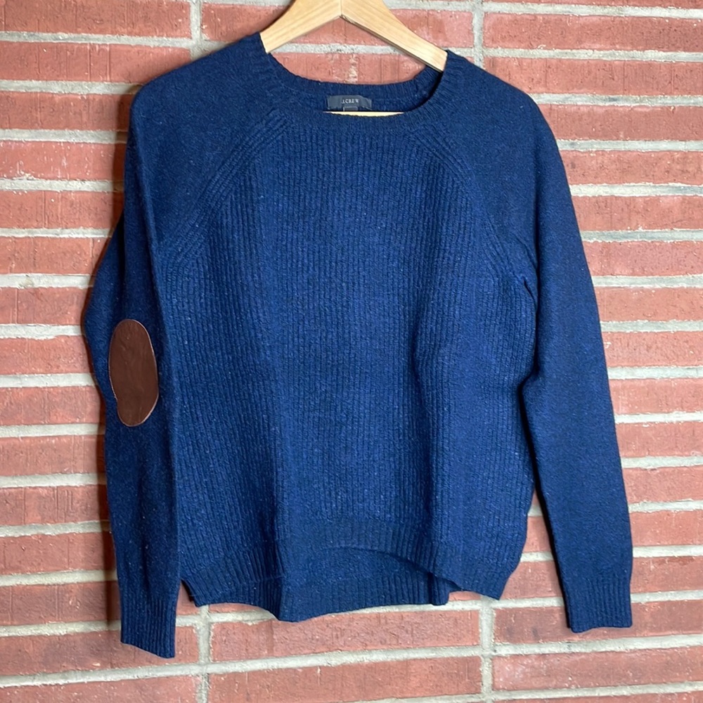 J. Crew dark blue crew neck wool sweater - size medium